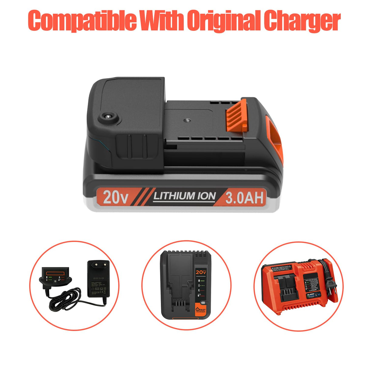 PEYESTEN 2 Pack 3.0Ah 20v Battery Replacement for Black and Decker 20v Max Lithium Battery LBX20, Compatible with All Black and Decker 20v Cordless Power Tools and Charger. PEYESTEN