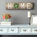 LOSOUR Home Letters with Wreath-Farmhouse Decor for The Home Clearance Wood Letters-Decorative Home Sign for Living Room Decor, Entry Way, Kitchen, etc (White) LOSOUR