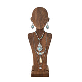 MOOCA Portable Wooden Mannequin Jewelry Stand, Jewelry Display Organizer for Earrings & Multiple Necklace, Brown Color MOOCA