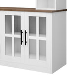 95.5" W Wall Unit Entertainment Center with Bookshelves for TVs up to 80", Modern TV Stand Media Console with Cabinets, Tempered Glass Doors and Adjustable Shelves for Living Room (White#027) Brabrety