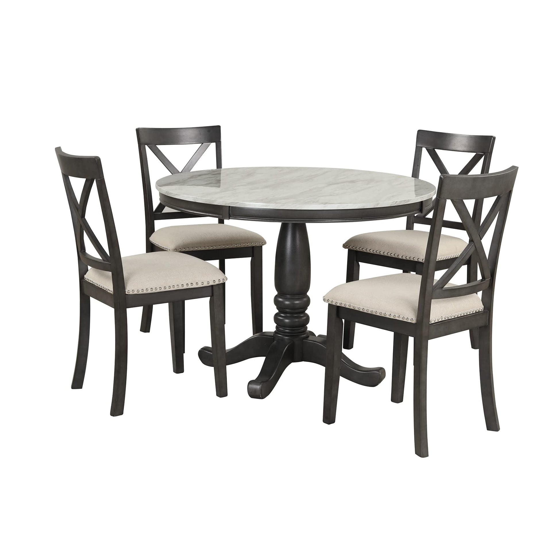 Kitchen Dining Table Set for 4, 5 Pieces Dining Table and Chairs Set for 4 Persons, Kitchen Room Solid Wood Table with 4 Chairs - WoodArtSupply