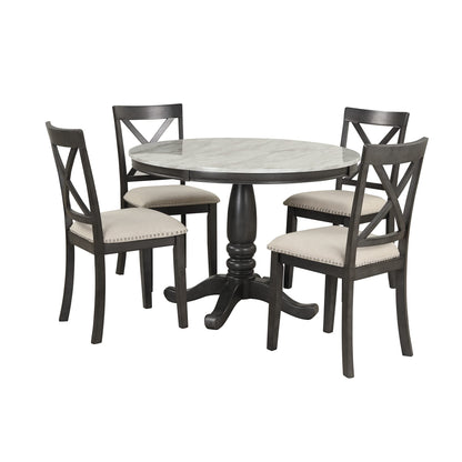 Kitchen Dining Table Set for 4, 5 Pieces Dining Table and Chairs Set for 4 Persons, Kitchen Room Solid Wood Table with 4 Chairs - WoodArtSupply