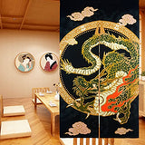 LIGICKY Japanese Noren Curtain Japanese Style Doorway Curtain Panel Traditional Chinese Dragon Flying on the Cloud Printed Door Tapestry Room Divider Curtains for Kitchen Sushi, 33.5" Width x 59" Long LIGICKY
