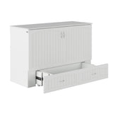 AFI, Southampton Murphy Bed Chest Queen with 6" Mattress, Storage Drawer & Built-in USB Charger, White AFI