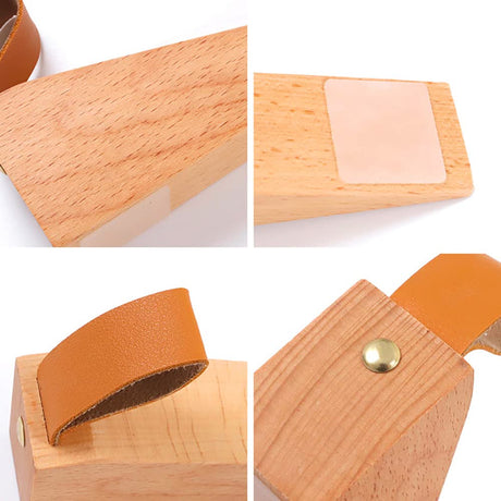 Wood Door Stopper, Solid Wooden Non-Slip Door Wedges, Sturdy and Durable Door Stop Wedge, Door Stopper Fit for Door Bottom Seam (0.2" - 1.3") 1 Pack e-Times