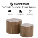 Nesting Coffee Table Set of 2, Modern Round Coffee Table with Non-Slip Feet, Walnut Wooden Circle Accent Tables for Small Spaces Living Room Bedroom Balcony Office Drum Side Table (Walnut) ivoros