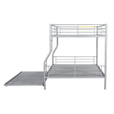 Harper & Bright Designs Full XL Over Queen Metal Bunk Bed with Trundle, Ladder & High Guardrail, Able to Split, Noise Free, Heavy-Duty Steel Loft Bed Frame with Safety Rail for Bedroom, Dorm (Silver) Harper & Bright Designs