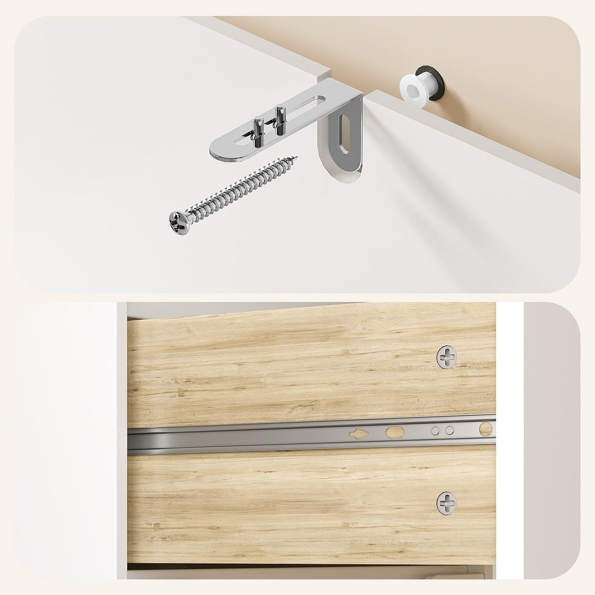 Bealife 5 Drawer Dresser，Dresser for Bedroom with Anti-Tripping Device and Embedded Handles for Home, Dressers & Chests of Drawers with Large Storage Capacity (White) Bealife