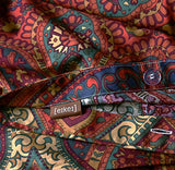 Eikei Boho Paisley Print Luxury Duvet Quilt Cover and Shams 3pc Bedding Set Bohemian Damask Medallion 350TC Egyptian Cotton Sateen (Twin, Spanish Red) Eikei