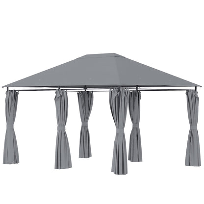 Outsunny 10' x 13' Outdoor Patio Gazebo, Canopy Shelter with 6 Removable Sidewalls & Steel Frame for Garden, Lawn, Backyard & Deck, Gray