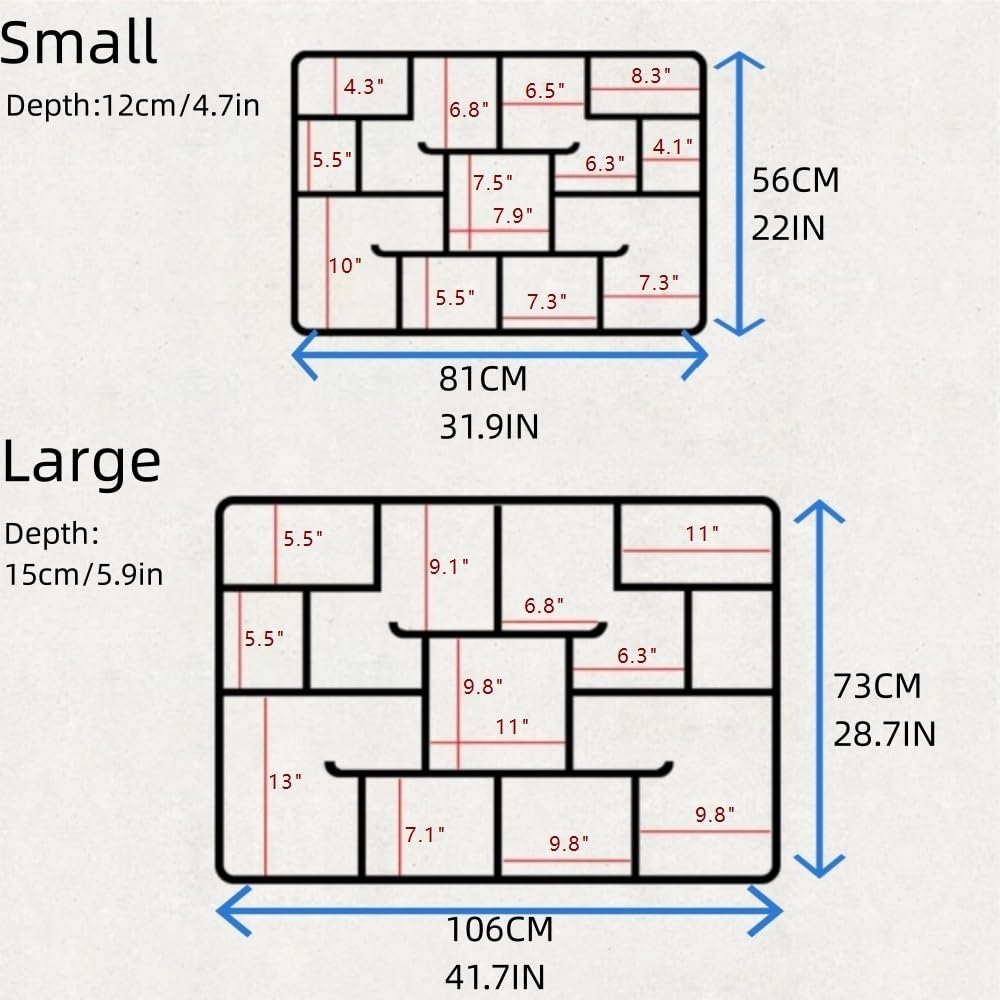 Koenqxoa Solid Wood Shadow Box Display Shelf, Wall Mountable Curio Display Case, Floating Shelf for Collectible Figurines, Multi-Slot Wall Decor Display Case(Small) Koenqxoa