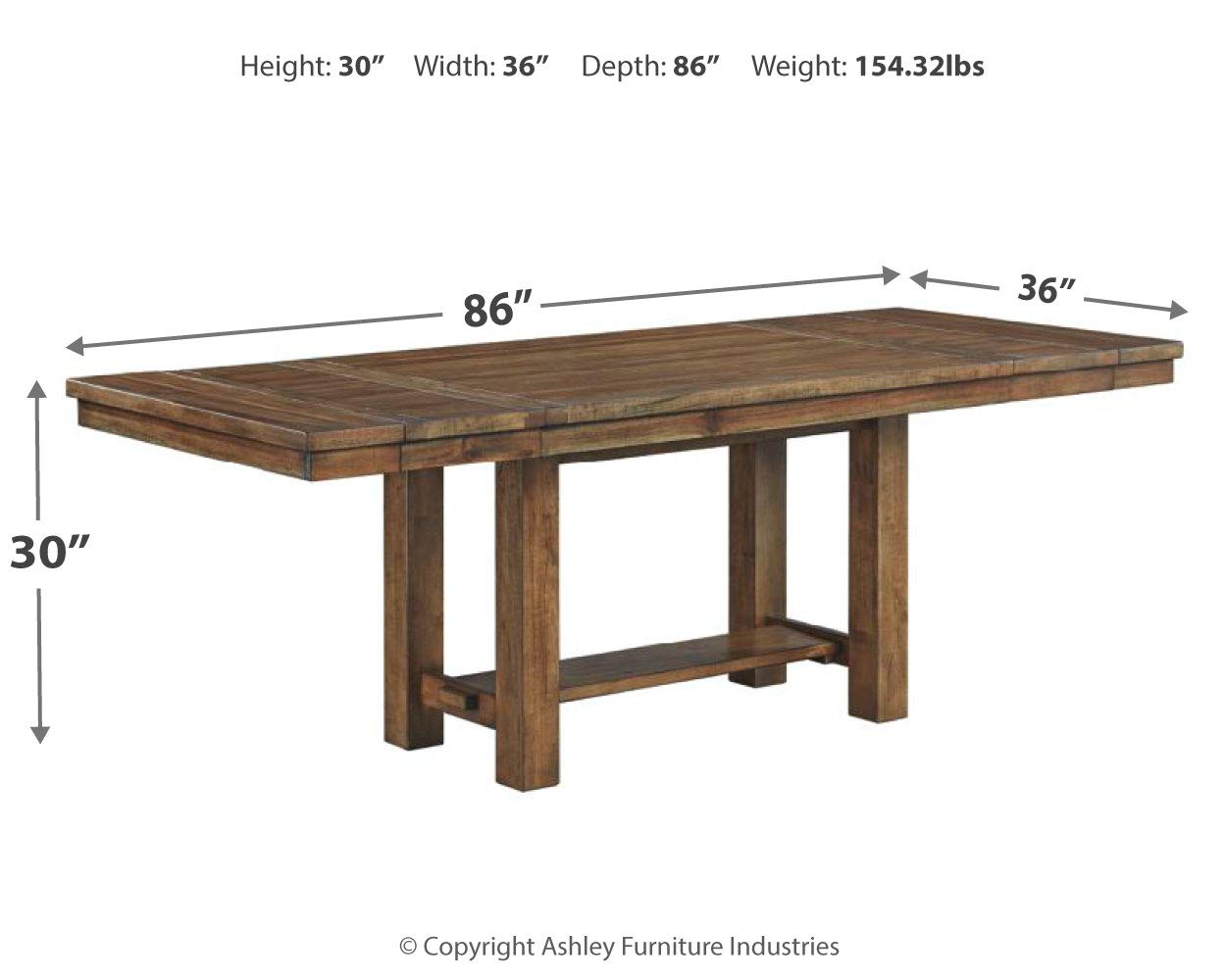 Signature Design by Ashley Moriville Farmhouse 36” x 30” Dining Extension Table, Seats up to 8, Brown - WoodArtSupply