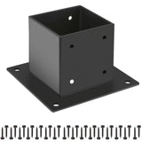 Grehitk 4×4 Post Base, Deck Post Brackets,Inner Size 3.5"x3.5" Thick Steel Fence Post Anchor Base,Heavy Duty Metal Black Powder Coated,for Supports Porch Railing Post Holders Pergola Brackets Kit Grehitk