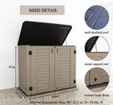 KINYING Outdoor Storage Shed - Horizontal Storage Box Waterproof for Garden, Patios, Backyards, Multi-Opening Door for Easy Storage of Garbage Cans, Tools, Lawn Mower, 26 Cubic Feet,Brown KINYING