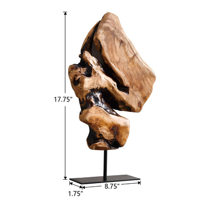 WELLAND Irregular Cedar Wood Root Sculpture Decoration, Natural Edge Tabletop Statues, Handmade Ornaments Décor for Home Office