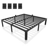 XUKIL 14 Inch Metal Bed Frame King Size, 3000Lbs Heavy Duty Balck Platform King Size Bed Frame with Round Corner Legs, Mattress Slide Stopper, No Box Spring Needed, Easy Assembly XUKIL