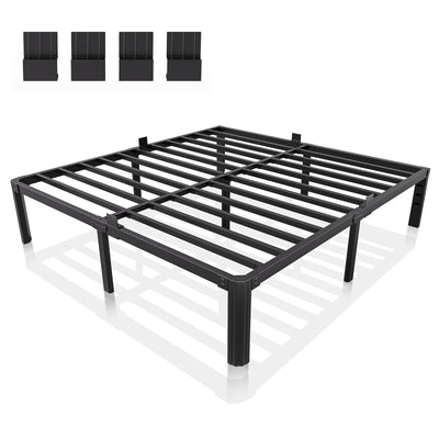 XUKIL 14 Inch Metal Bed Frame King Size, 3000Lbs Heavy Duty Balck Platform King Size Bed Frame with Round Corner Legs, Mattress Slide Stopper, No Box Spring Needed, Easy Assembly