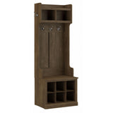 Bush Furniture Woodland 24W Hall Tree and Small Shoe Bench with Shelves in Ash Brown | Narrow Foyer, Mudroom, Entryway Storage Bush Business Furniture