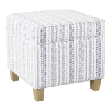 HomePop Home Decor | K7342-F2359 |Classic Square Storage Ottoman with Lift Off Lid | Ottoman with Storage for Living Room & Bedroom, Blue Stripe Large HomePop