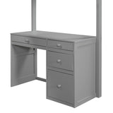 CITYLIGHT Twin Loft Bed with Desk and Shelves,Wooden Twin Size Loft Bed with Desk and Storage Drawers, Space Saving Loft Bed Twin for Kids Girls Boys (Twin,Grey) CITYLIGHT
