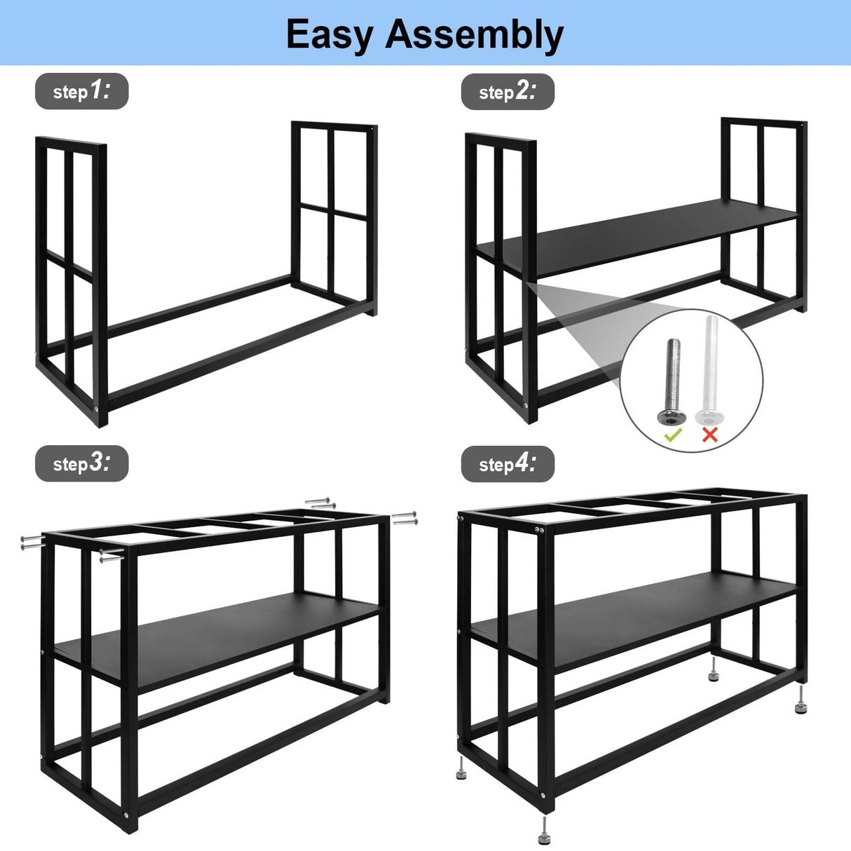 HONYTA Fish Tank Stand Heavy Duty Metal Aquarium Stand 55 Gallon Tank Stand 660LBS 48.4" L x 14.17“W x 29.5”H, Double Layer for Home and Office More Storage Space, Black HONYTA