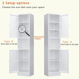 YAUWOH Tall Metal Storage Cabinet, Metal Locker Storage Cabinet with 3 Adjustable Shelves and 2 Doors,Sideboard for Small Spaces, Living Room, Home Office, Dining Room,White YAUWOH