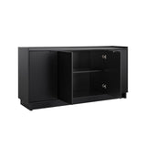Prepac Simply Modern 4-Door Console Table with Storage Shelves - Black, 60" W x 30" H x 16" D Prepac