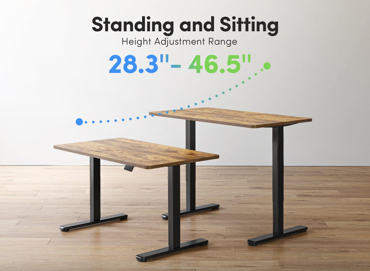 FEZIBO Electric Standing Desk, 48 x 24 Inches Height Adjustable Stand up Desk, Sit Stand Home Office Desk, Computer Workstation, Vintage Brown FEZIBO