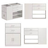 Maupvit Armoire Bedroom Closet Island with Glass Top, White Wardrobe Closet Island with 6 Drawers, Island Dresser with Display Shelf & Storage Cabinet, Walk in Closet Island for Bedroom Maupvit