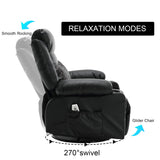 linting Electric Swivel Rocker Recliners with Massage and Heat for Adults Faux Leather Overstuffed Power Swivel Recliner with Cup Holders USB Port, Black Rocking Glider Chairs linting