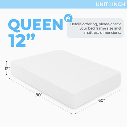 NEO SLEEP 12 Inch Queen Medium Firm Cooling Gel Memory Foam Mattress for Cool Sleep Pressure Relieving CertiPUR-US Certified Mattress in a Box Fiberglass Free (Queen, 12 in)