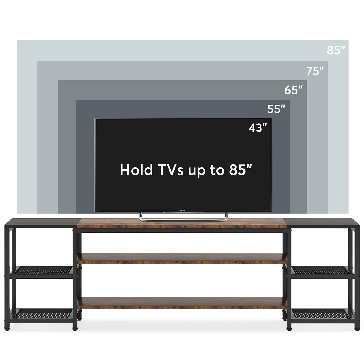 Tribesigns 78 Inch TV Stand for TVs up to 85 Inch, Media Entertainment Center Console Table, Industrial 3-Tier TV Console Table with Storage Shelves for Living Room, Entertainment Room Tribesigns
