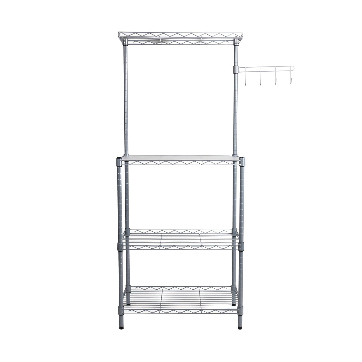 Mind Reader Microwave Rack with Storage, Bakers Rack, Utility Shelf, Kitchen, Metal, 21.25"L x 13.5"W x 50"H, Silver Mind Reader