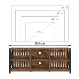 LVB TV Stand for 75 Inch TV, Industrial Wood and Metal Entertainment Center with Storage Shelf, Modern Television Media Console Table with Cabinet for Living Room Bedroom, Rustic Brown, 63in LVB