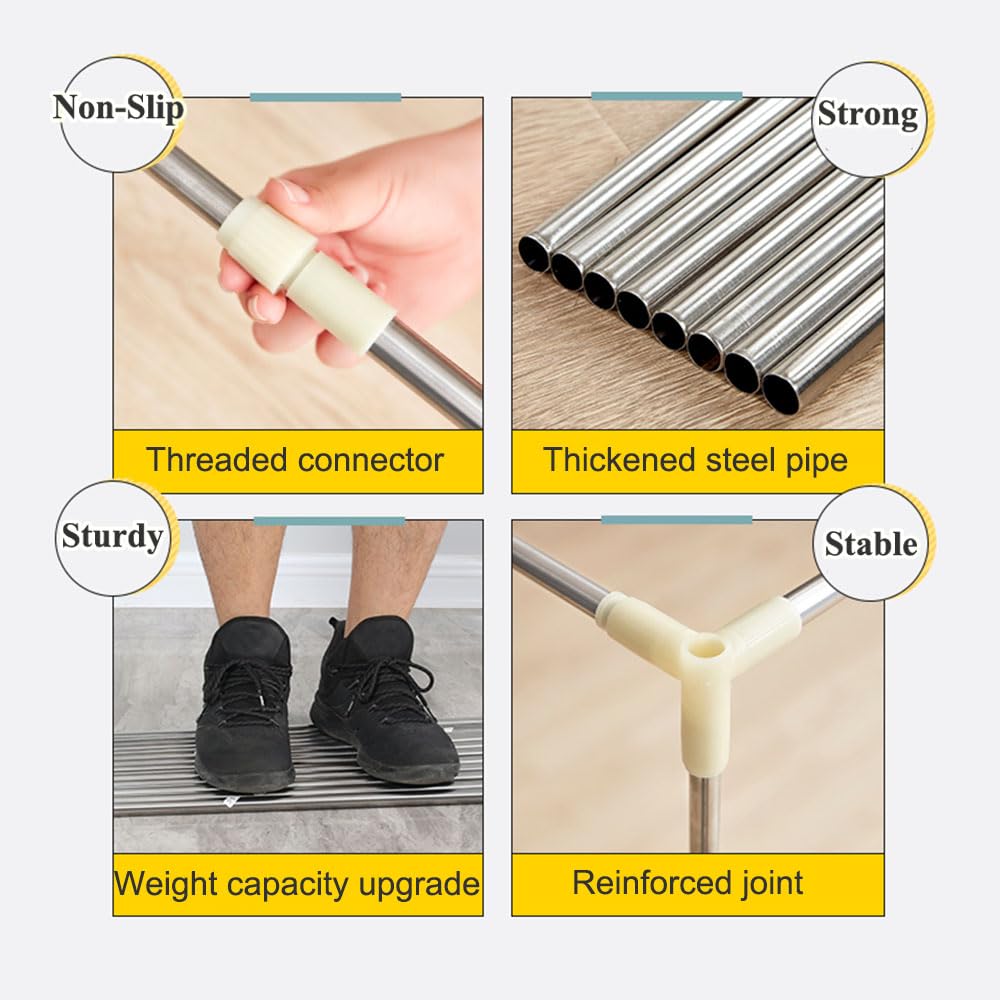 RAREFTI Canopy Bed Frame Twin Size Adjustable Bed Canopy Post Poles, Stainless Steel Bed Canopy Frame Poles for Four Corner Bed Platform Bed Bunk Bed, Silver(Canopy Frame Only) RAREFTI