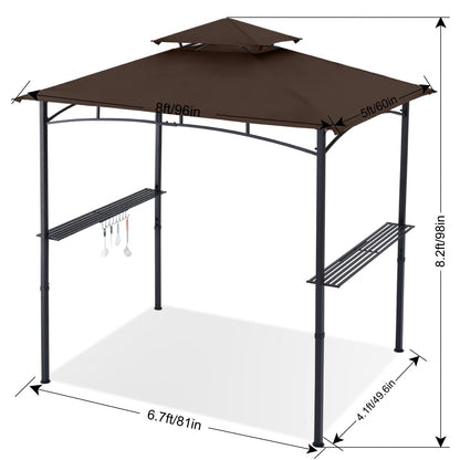 ABCCANOPY 8'x 5' Grill Gazebo Shelter, Outdoor BBQ Gazebo Canopy with LED Light (Coffee) - WoodArtSupply