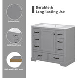 Harper & Bright Designs 36" Bathroom Vanity with Sink, Free Standing Single Basin Vanity Set with 6 Drawers & One Cabinet with Adjustable Shelf, Bathroom Cabinet with Ceramic Basin for Bathroom, Grey Harper & Bright Designs