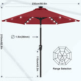 MASTERCANOPY Patio Umbrella with 32 Solar LED Lights for Outdoor Market Table -8 Ribs(7.5ft,Burgundy) MASTERCANOPY