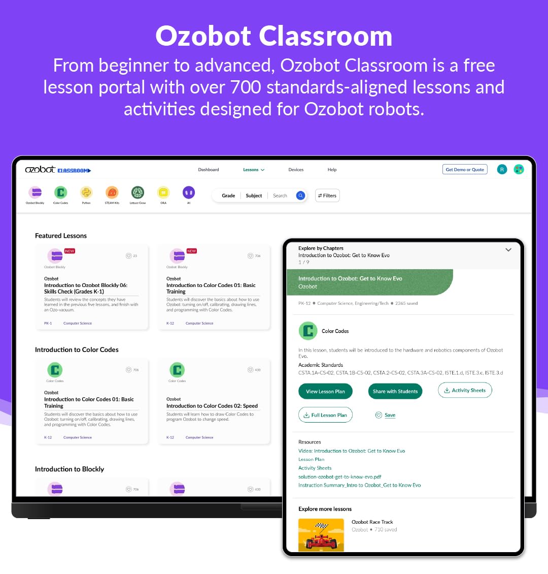 Ozobot Evo Entry Kit: Interactive Coding Robot, Kids Ages 5+, Includes Color Code Markers, Charging Cable, Zip Case, Access to 700+ STEM Lessons - Educators & Parents, No Coding Experience Required Ozobot