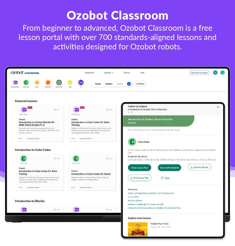 Ozobot Evo Entry Kit: Interactive Coding Robot, Kids Ages 5+, Includes Color Code Markers, Charging Cable, Zip Case, Access to 700+ STEM Lessons - Educators & Parents, No Coding Experience Required Ozobot