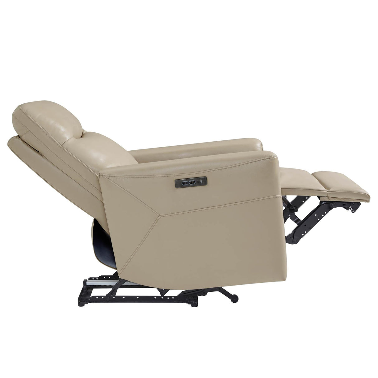 CHITA Genuine Leather Power Recliner Chair for Adults, Electric Wall Hugger Recliner for Small Spaces, Modern Living Room and RV Recliner Chair with Power Headrest & Charging Ports, Latte Tan CHITA