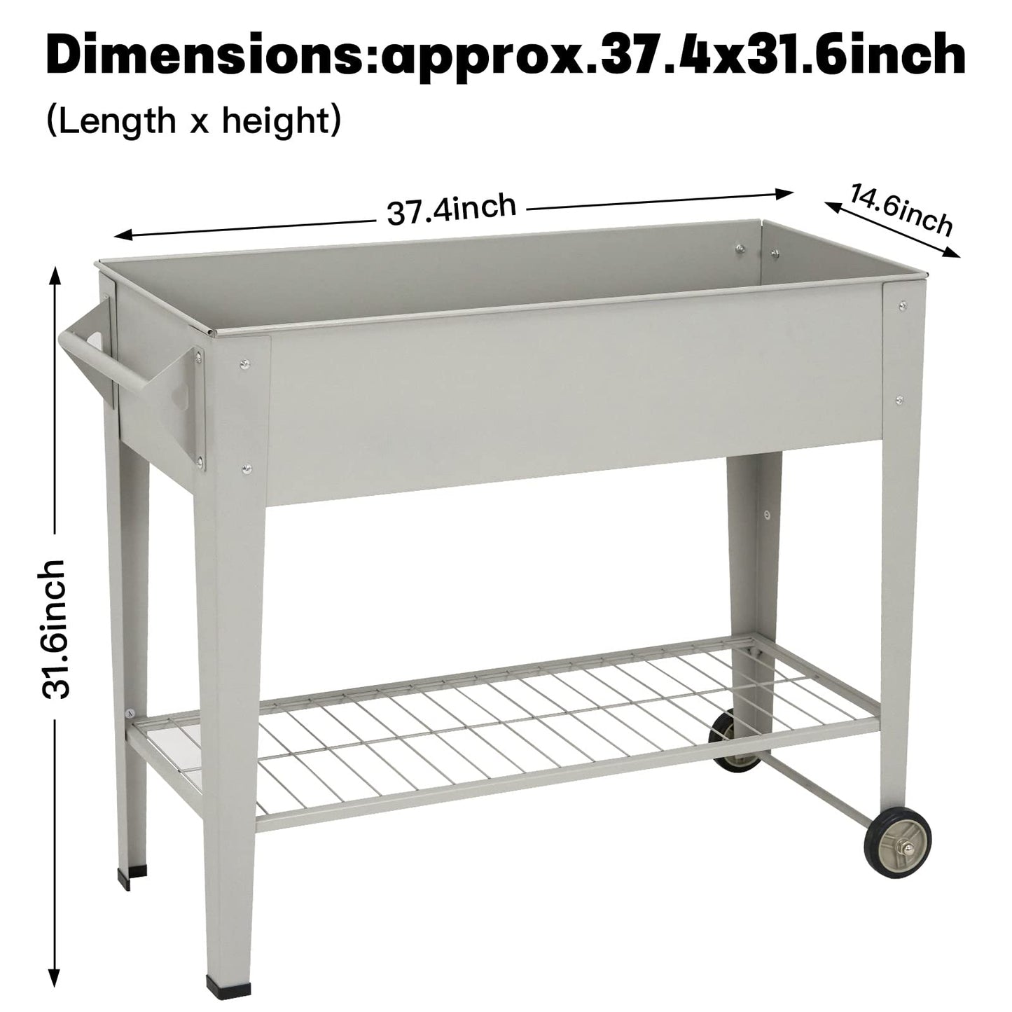 LEETOLLA Outdoor Raised Beds with Legs and Wheels, Space Saving Steel Construction, Ergonomic Design for Easy Planting and Gardening - WoodArtSupply