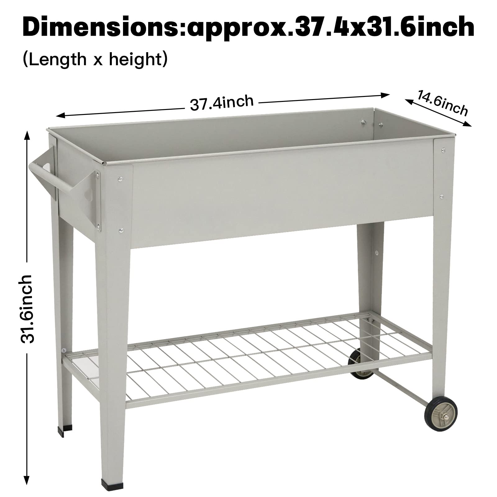 LEETOLLA Outdoor Raised Beds with Legs and Wheels, Space Saving Steel Construction, Ergonomic Design for Easy Planting and Gardening - WoodArtSupply