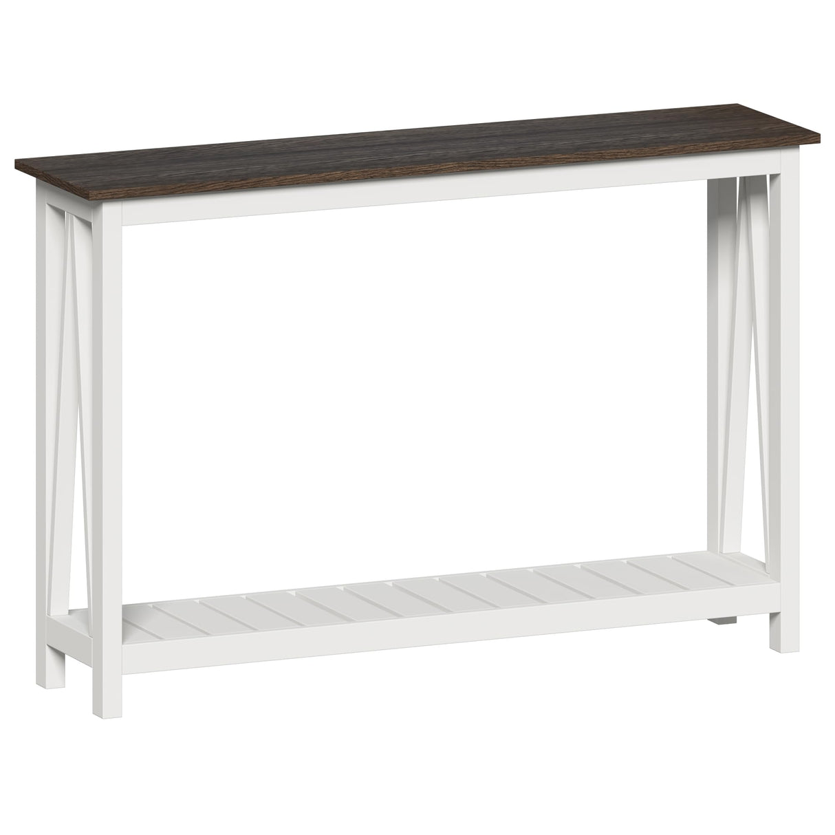 ChooChoo Farmhouse Console Table, Rustic Vintage Narrow Sofa Table for Entryway, Living Room, Hallway, 47 White ChooChoo