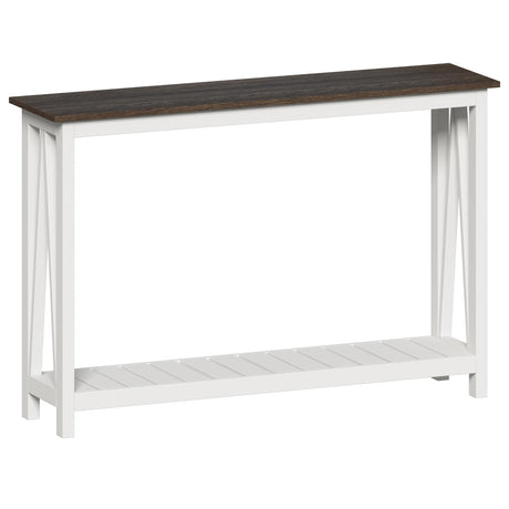 ChooChoo Farmhouse Console Table, Rustic Vintage Narrow Sofa Table for Entryway, Living Room, Hallway, 47 White ChooChoo