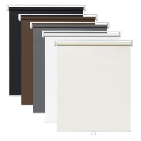 LazBlinds No Tools No Drill Cordless Roller Shades, 100% Blackout Roller Blinds for Windows, Thermal Insulated UV Protection Waterproof Roll Up Window Blinds and Shades, 20'' W x 72'' H, White LazBlinds