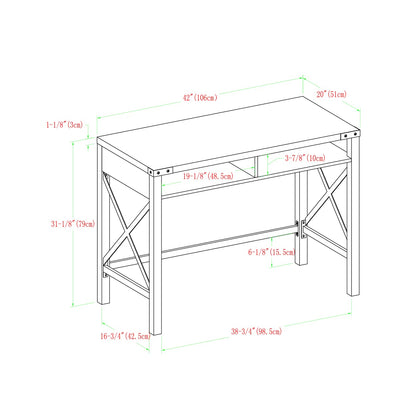 Walker Edison Callum Modern Farmhouse Metal X Writing Desk, 42 Inch, Grey Wash - WoodArtSupply