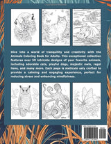 Animals Coloring Book for Adults: 50+ Intricate Designs for Stress Relief and Mindfulness - Relaxing Pages Featuring Cute Cats, Dogs, Owls, Lions, and More WoodArtSupply