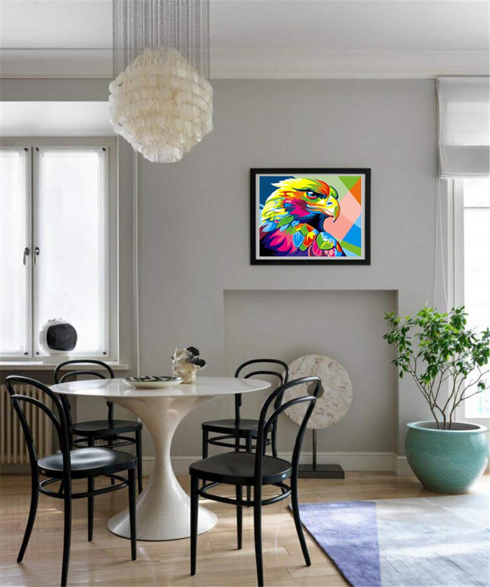 Komking Paint by Numbers for Kids & Adults Beginner, Paint by Number Kits on Canvas, Acrylic Painting Kits for Art Crafts, Colorful Eagle 16x20inch Frameless Komking