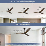 NWIASS 70 Inch Outdoor Ceiling Fans for Patios, Modern Ceiling Fan No Light with Remote Solid Wood Ceiling Fan Damp Rated, 3 Blade Large Ceiling Fan for Indoor High Low Sloped Ceiling, DC Ceiling Fan NWIASS